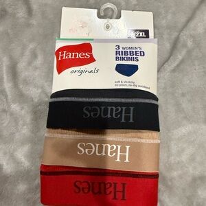 Hanes Women’s Ribbed Bikinis - Black, Beige, Red